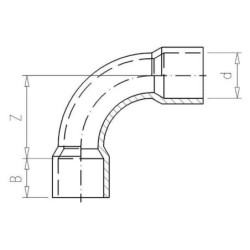 Kolanko PCW-U 90° z mufą VdL, 50 x 50 mm 16 bar