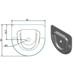 Mocowanie nieckowe, ocynkowane 90x85 mm