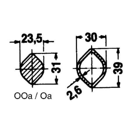 Rura profilowana cytryna Oa Ø wew. 33.4 Ø zew. 39x30x2.8 mm L=0.8 m Walterscheid