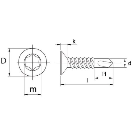 Wkręt samowiercący 6.3x100 mm TX30 z łbem stożkowym, stal, DIN7504 Kramp