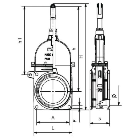 Zasuwa flansza / flansza 6 cal., RIV10 Perla