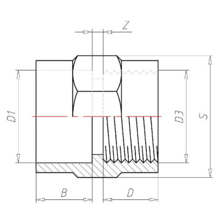 "Mufa z gwintem wew. z PCW VdL, 40 mm x 1"""