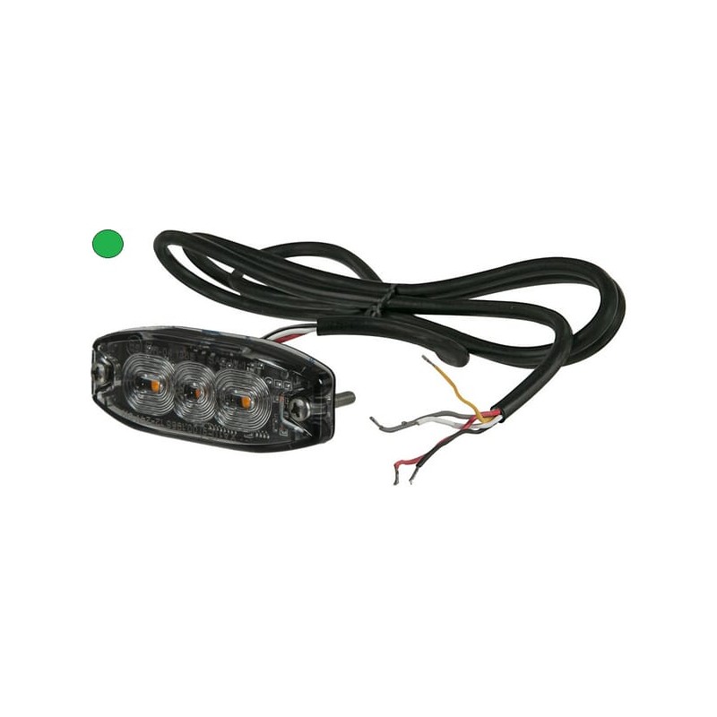 Lampa ostrzegawcza LED, prostokątna, 10/30V zielona, 82x30x9 mm 3 LED Kramp