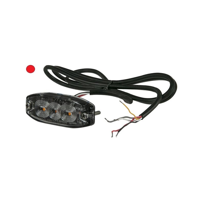 Lampa ostrzegawcza LED, prostokątna, 10/30V czerwona, 82x30x9 mm 3 LED Kramp