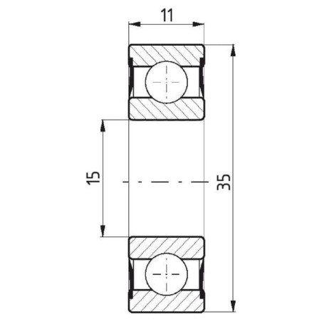 Łożysko kulkowe zwykłe 15x35x11 mm FŁT