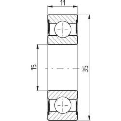 Łożysko kulkowe zwykłe 15x35x11 mm FŁT