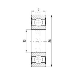 Łożysko kulkowe zwykłe 10x26x8 mm FŁT