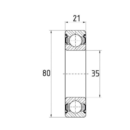 Łożysko kulkowe zwykłe 35x80x21 mm FŁT