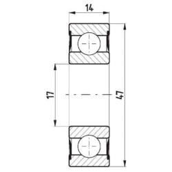 Łożysko kulkowe zwykłe 14x47x14 mm FŁT