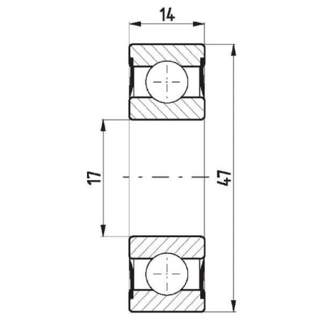 Łożysko kulkowe zwykłe 14x47x14 mm FŁT