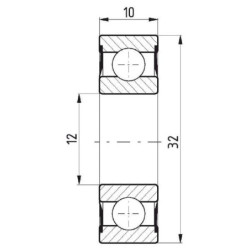 Łożysko kulkowe zwykłe 12x32x10 mm FŁT