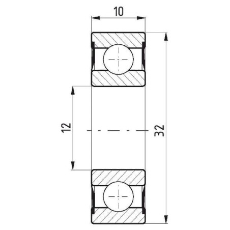 Łożysko kulkowe zwykłe 12x32x10 mm FŁT