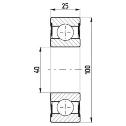 Łożysko kulkowe zwykłe 45x100x25 mm FŁT