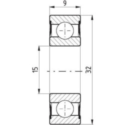 Łożysko kulkowe zwykłe 15x32x9 mm FŁT