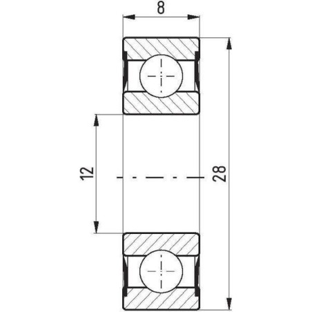 Łożysko kulkowe zwykłe 12x28x8 mm FŁT