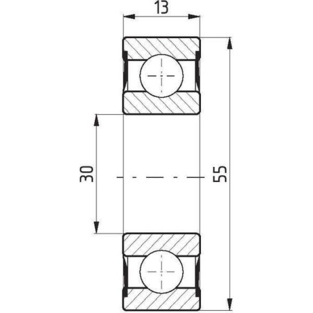 Łożysko kulkowe zwykłe 30x55x13 mm FŁT