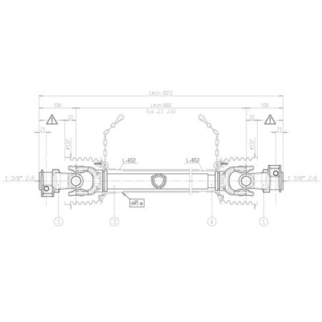 Wał przegubowy G4 L=860 mm Bondioli&Pavesi