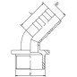"Przyłącze węża 45° 35 mm x 1 1/2"" gwint zew."