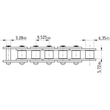 "Łańcuch rolkowy 06B-1-3/8"" x 7/32"""