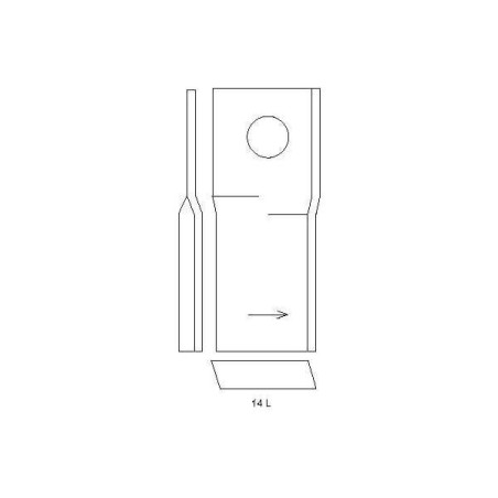 Nożyk kosiarki rotacyjnej prawy 110x48x4 mm otwór Ø 19 mm okrągły pasuje do Kongskilde JF/Stoll