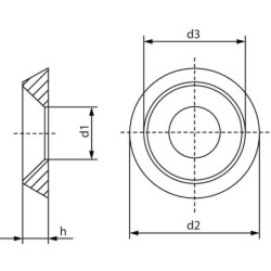 Rozeta Ø 7x16x3.5 mm, stal szlachetna Kramp