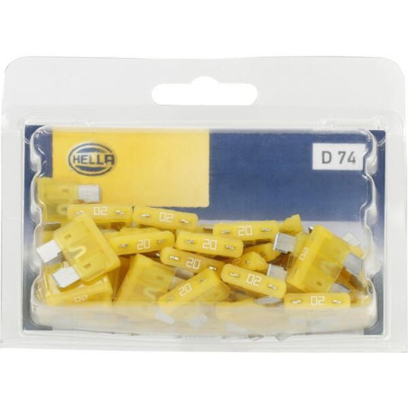 Bezpiecznik płaski, 32V 20A L=18.6 mm żółty op. 50 szt. Hella