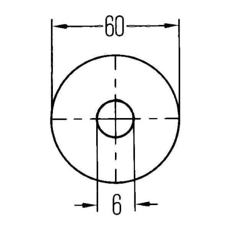 Odblask, Ø 60 mm, czerwony z otworem 6 mm, E24 0030 Hella