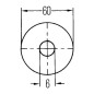 Odblask, Ø 60 mm, czerwony z otworem 6 mm, E24 0030 Hella