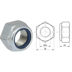 Nakrętka sześciokątna samohamowna DIN985 M24x2.00 kl.8 stalowa ocynk Kramp