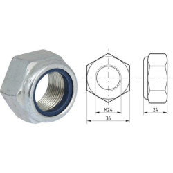 Nakrętka sześciokątna samohamowna DIN985 M24x1.50 kl.8 stalowa ocynk Kramp