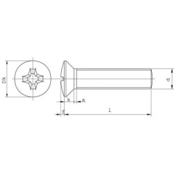 Wkręt z łbem stożkowo-soczewkowym z nacięciem krzyżowym kl. 4.8 ocynk Kramp, M5 x 40 mm