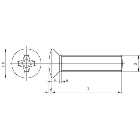 Wkręt z łbem stożkowo-soczewkowym z nacięciem krzyżowym kl. 4.8 ocynk Kramp, M5 x 40 mm