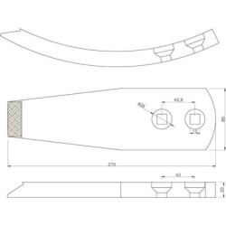 Redliczka 270x80x20 mm wzmocniona wygięta, 2-otw. pasująca do Pöttinger Kramp