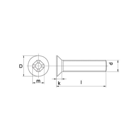 Wkręt z łbem stożkowym płaskim z nacięciem krzyżowym kl. 4.8 ocynk Kramp, M6 x 20 mm