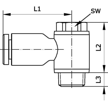 "Złącze wtykowe kątowe, obrotowe, stożkowy gwint zew. 1/4"" 6 mm Kramp"