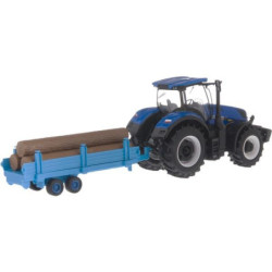 Ciągnik New Holland T7.315 z przyczepą na kłody