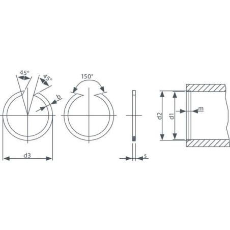 Pierścień osadczy zabezpieczający wewnętrzny 12x1 mm IDC