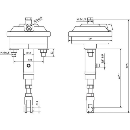 Siłownik hamulcowy, hydrauliczno-pneumatyczny, T24 EPL25/60