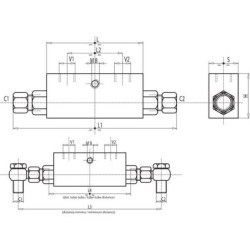 "Zawór zwrotny sterowany bliźniaczy VBPDE-2, G1/2"" - M22 x 1,5 15L"