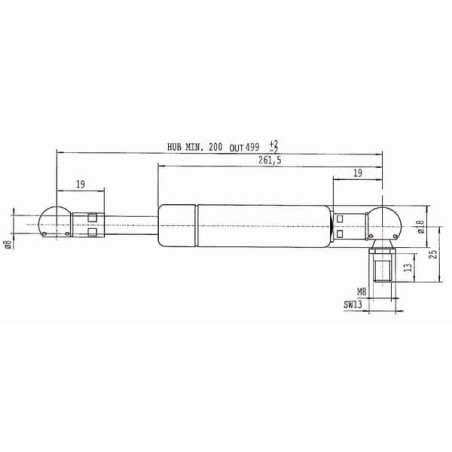 Sprężyna gazowa L499 mm 170N Stabilus