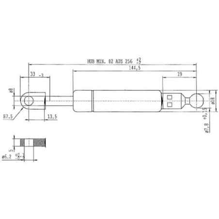 Sprężyna gazowa L256 mm 240N Stabilus