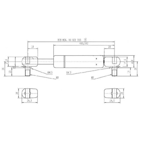 Sprężyna gazowa L565 mm 100N Stabilus