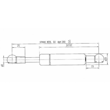 Sprężyna gazowa L248 mm 350N Stabilus