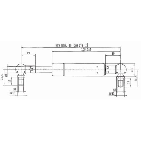 Sprężyna gazowa L173 mm 150N Stabilus