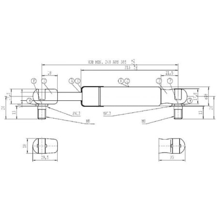 Sprężyna gazowa L585 mm 500N Stabilus