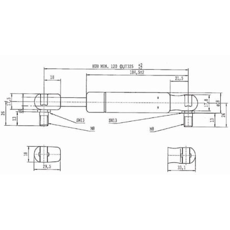 Sprężyna gazowa L325 mm 350N Stabilus