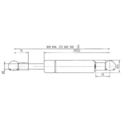 Sprężyna gazowa L540 mm 440N Stabilus