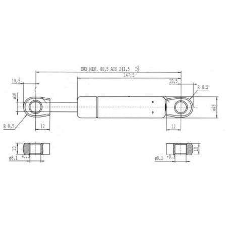 Sprężyna gazowa L241.5 mm 1300N Stabilus