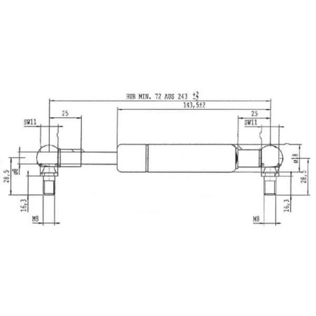 Sprężyna gazowa L243 mm 150N Stabilus