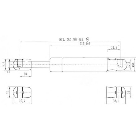 Sprężyna gazowa L585 mm 250N Stabilus